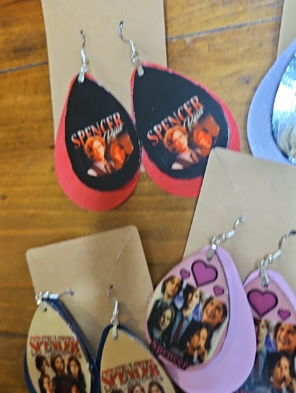 Spencer Graphic Teardrop Earrings - Pink, Purple, Red, Blue - Picture 8 of 10